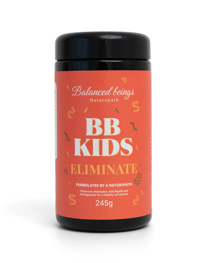 Bottle of 'BB Kids Eliminate' by Balanced Beasts on a white background